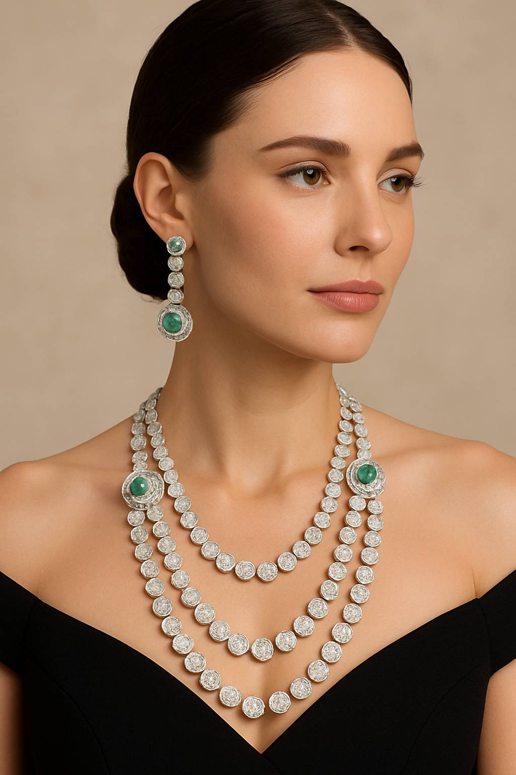 Diamond and Emerald Jewellery Set