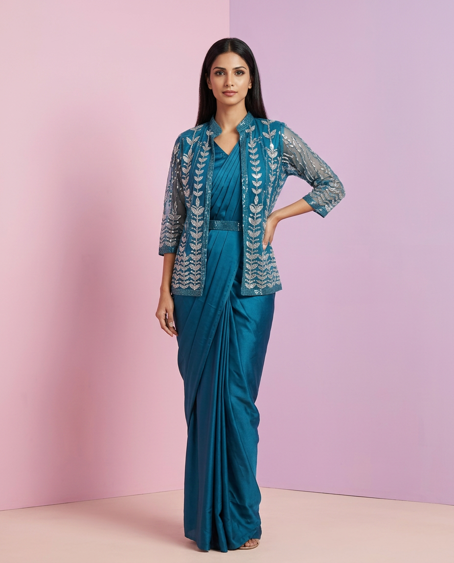 Designer RTW Wear Saree With Jacket