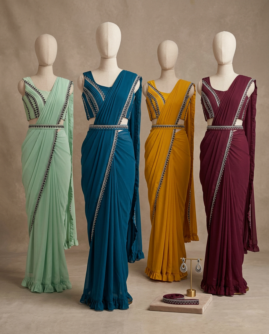 Designer RTW Saree view 3
