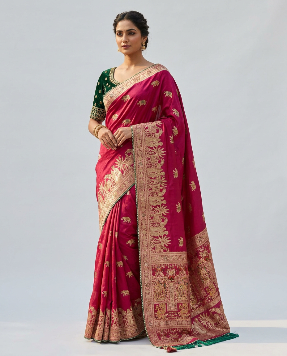 Muslin Satin  Saree view 2