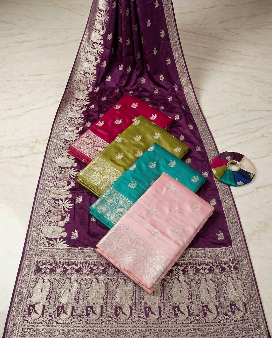 Muslin Satin  Saree view 3