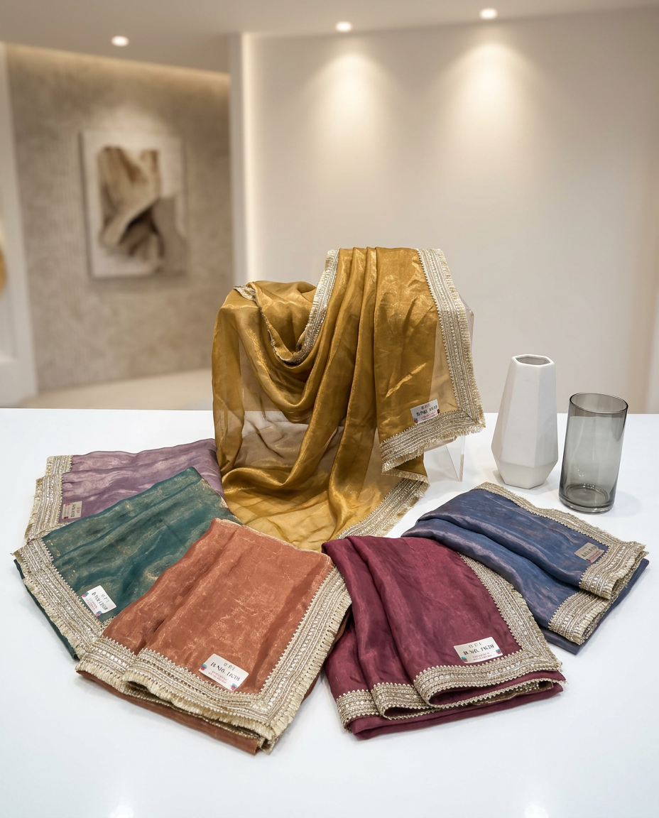 Fancy Fendi Satin Saree view 2
