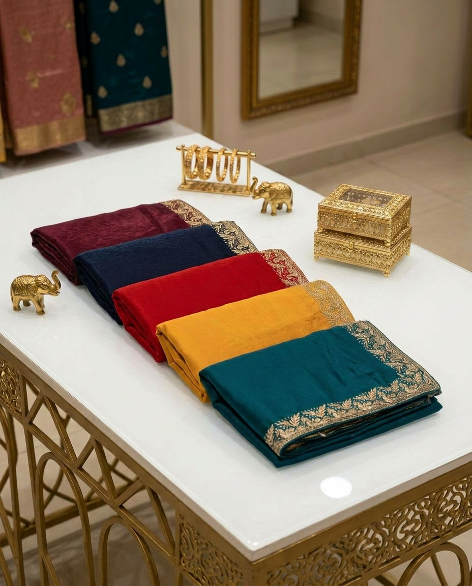 Designer Saree In Fendi Satin view 3