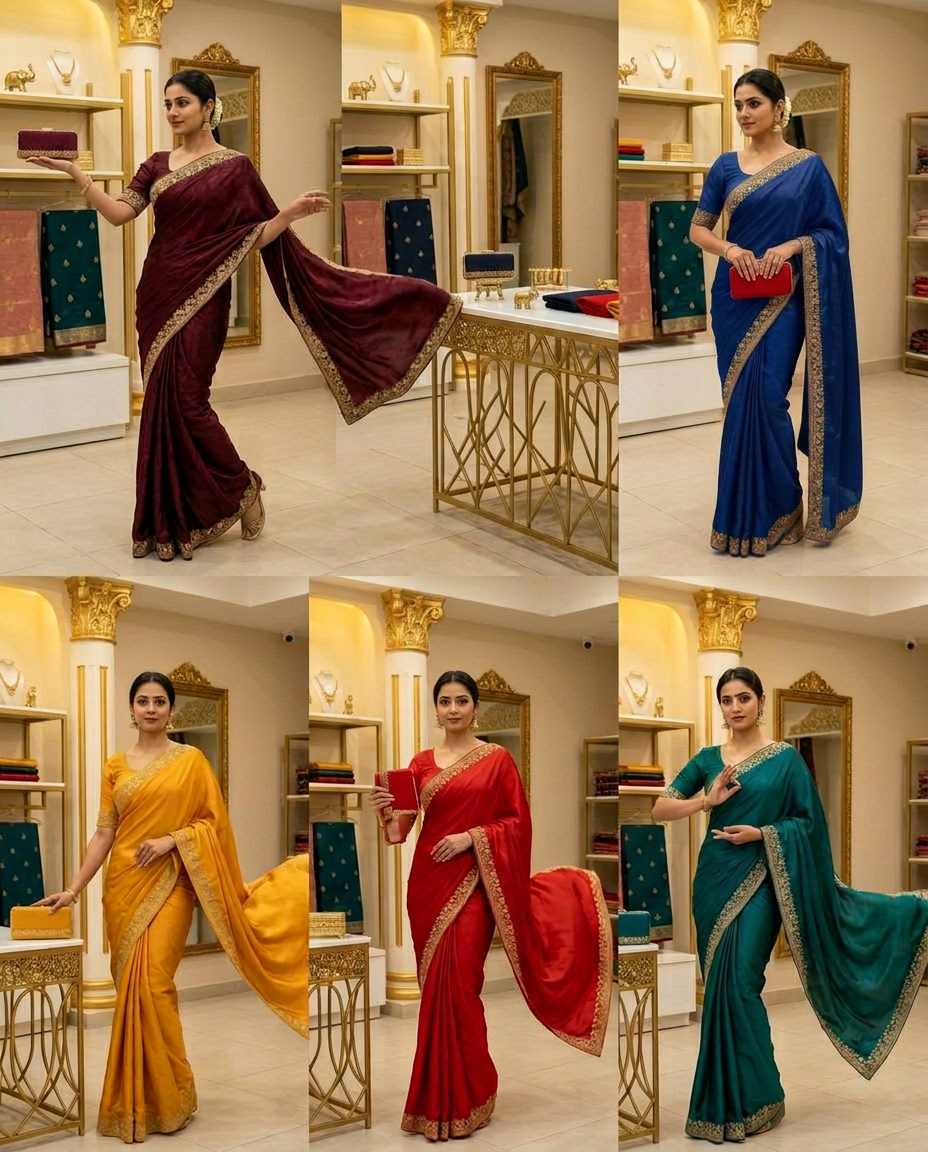 Designer Saree In Fendi Satin view 2