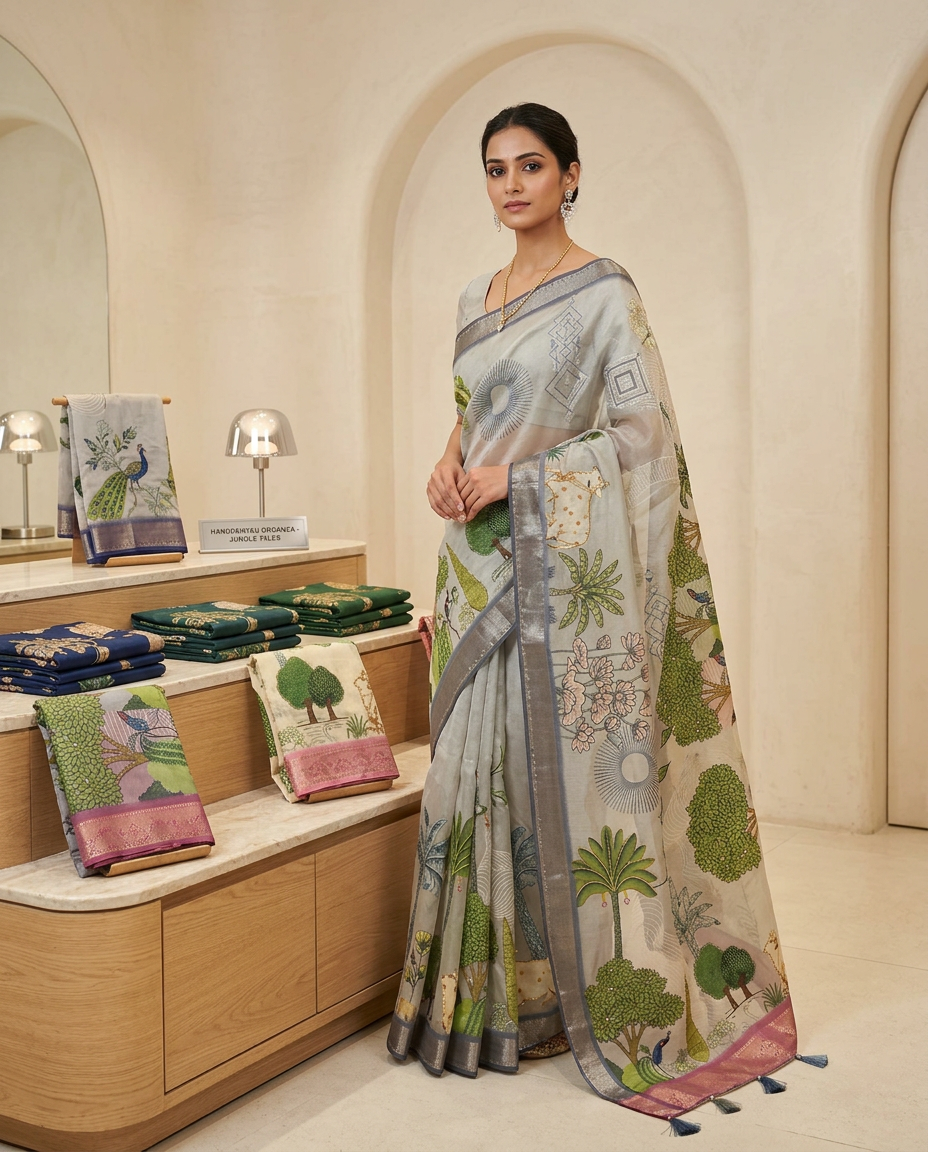 Elegant Floral Saree view 3