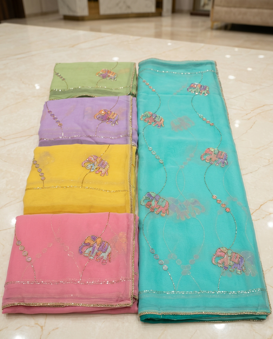 Elephant Motif Saree view 2