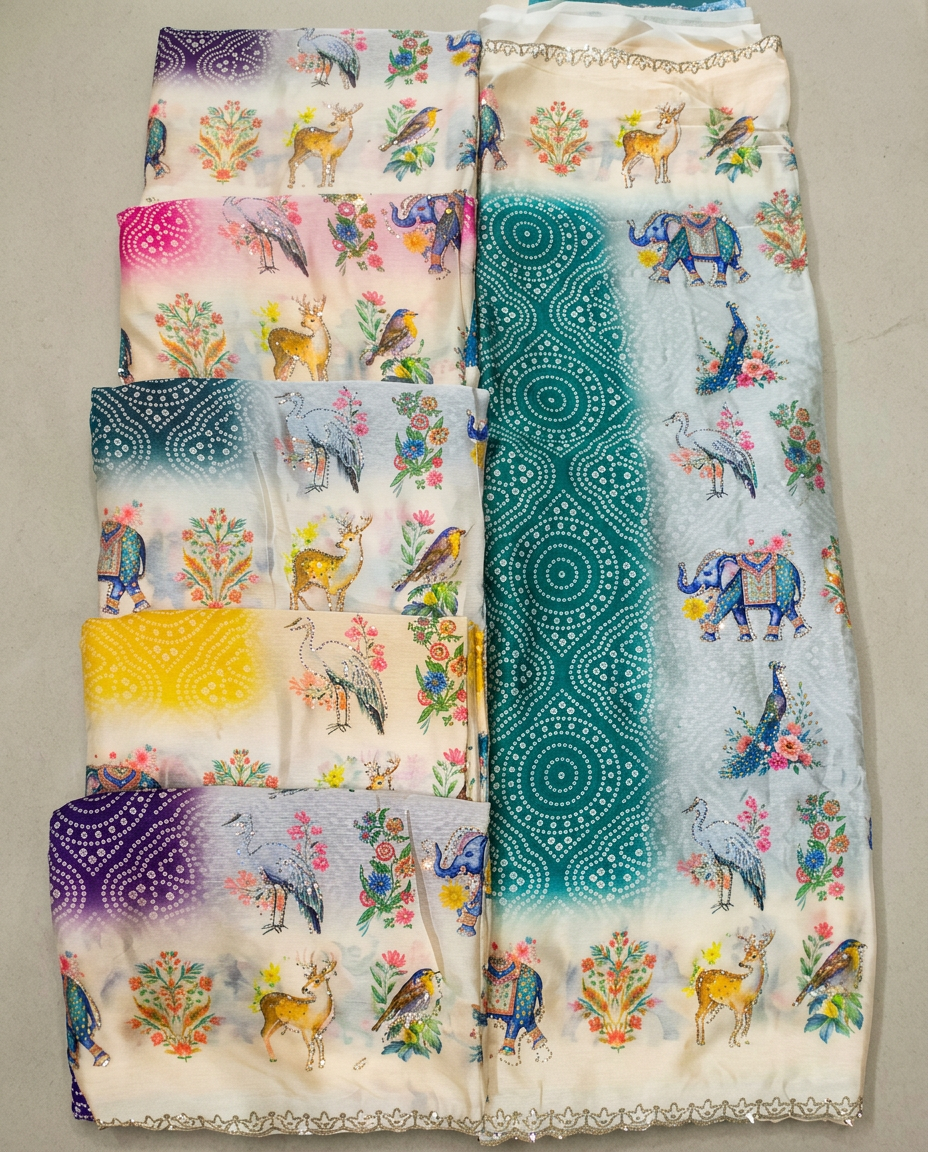 Bandhni Fusion With Animal Print view 3