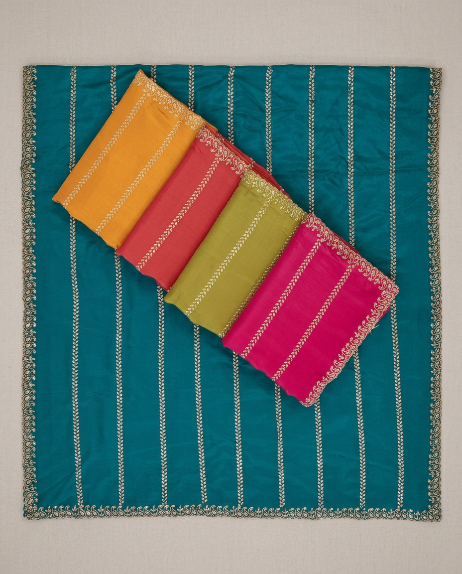 Stripe Embroidered Saree view 2