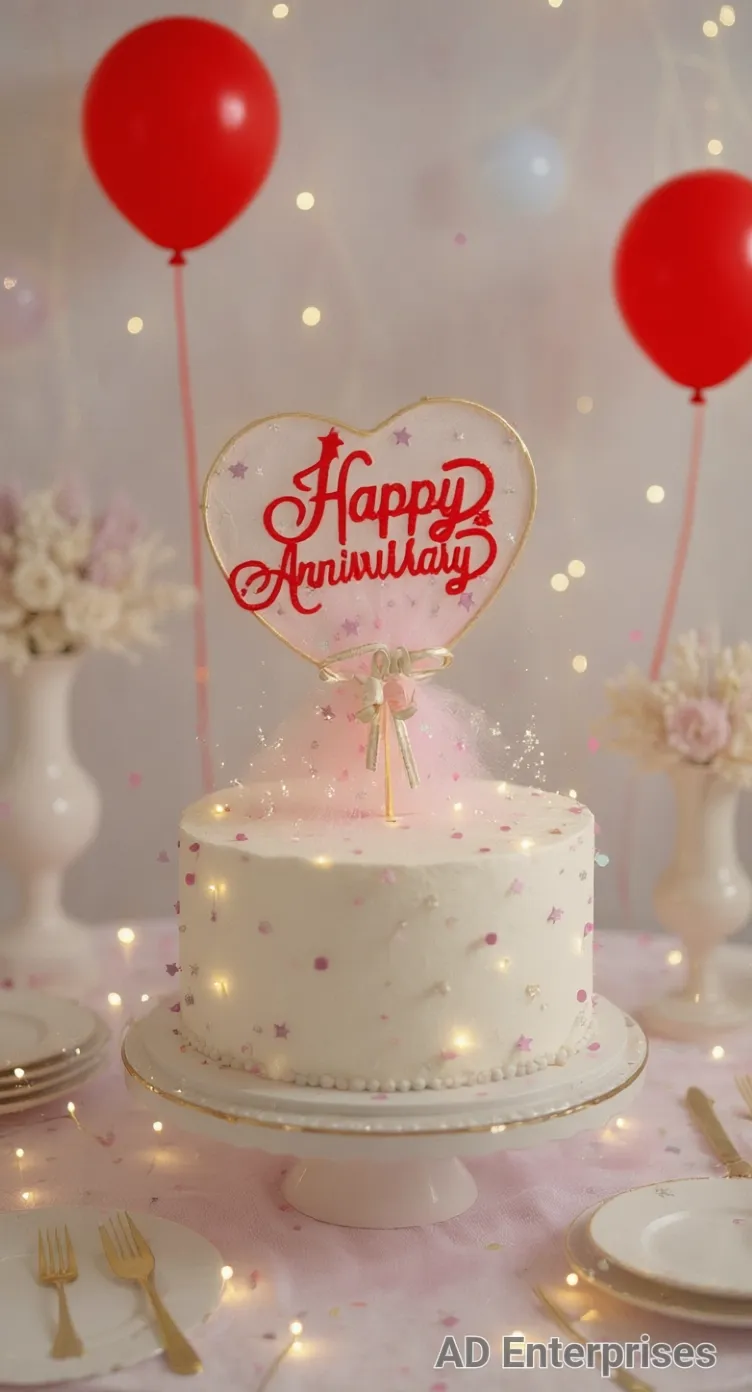 Happy Anniversary Cake Topper view 2