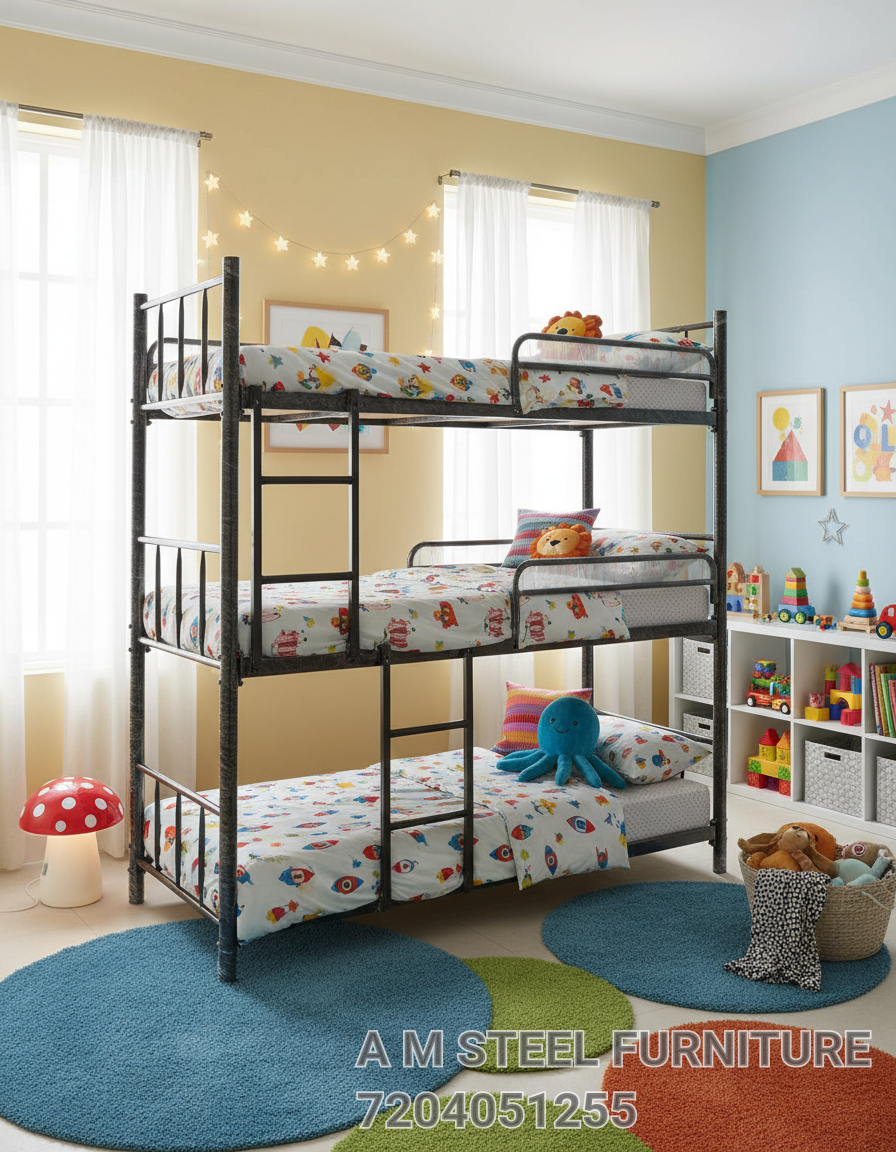 Wrought Iron Three Tyre Bunker Bed