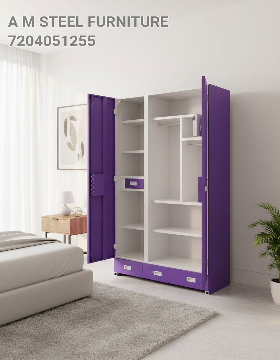Metal Secure Three Door Wardrobe Or Almira view 2