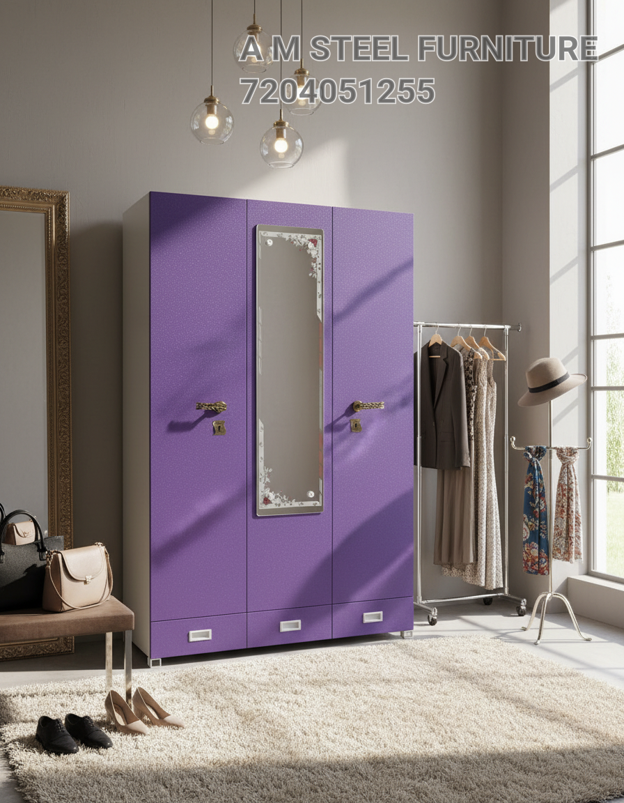Metal Or Iron Three Door Wardrobe Almira view 2
