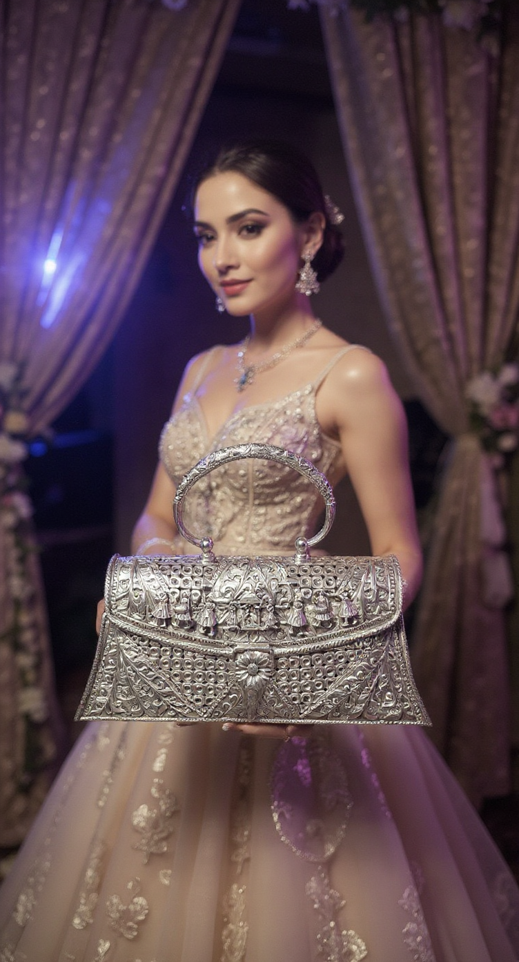 Traditional 925 Silver Handbag by Rishtey