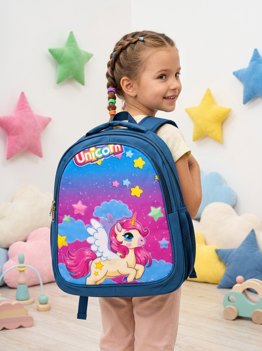 Girls Pink Unicorn Blue