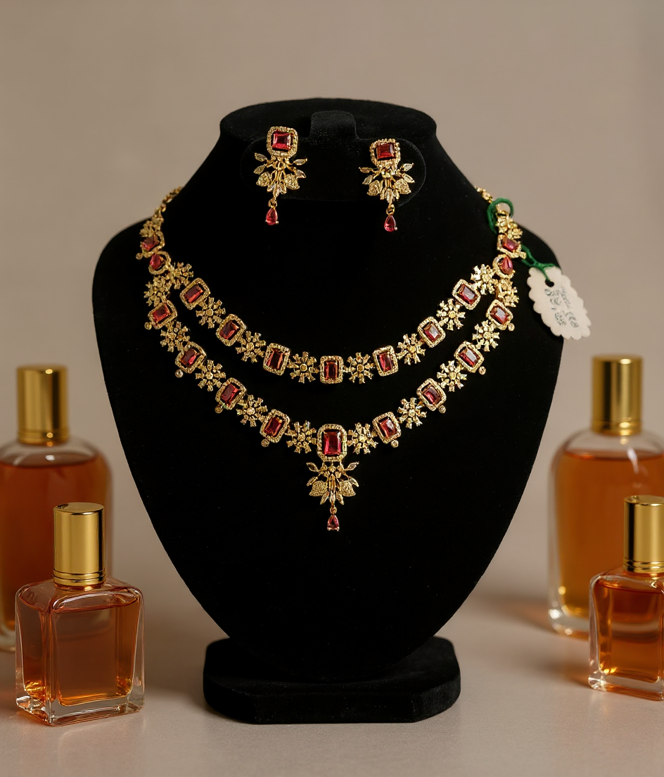 AD RED RUBY NECKLACE SET