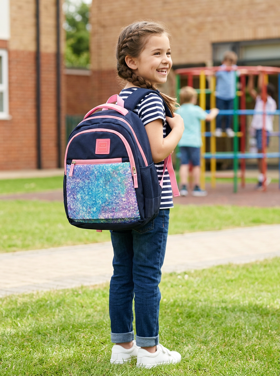 Priority Girls School Bag Navy