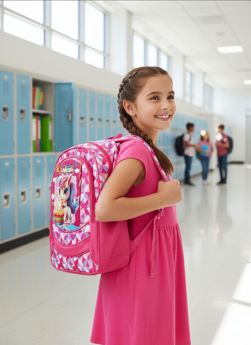 Girls School Bag Unicorn Pink 799