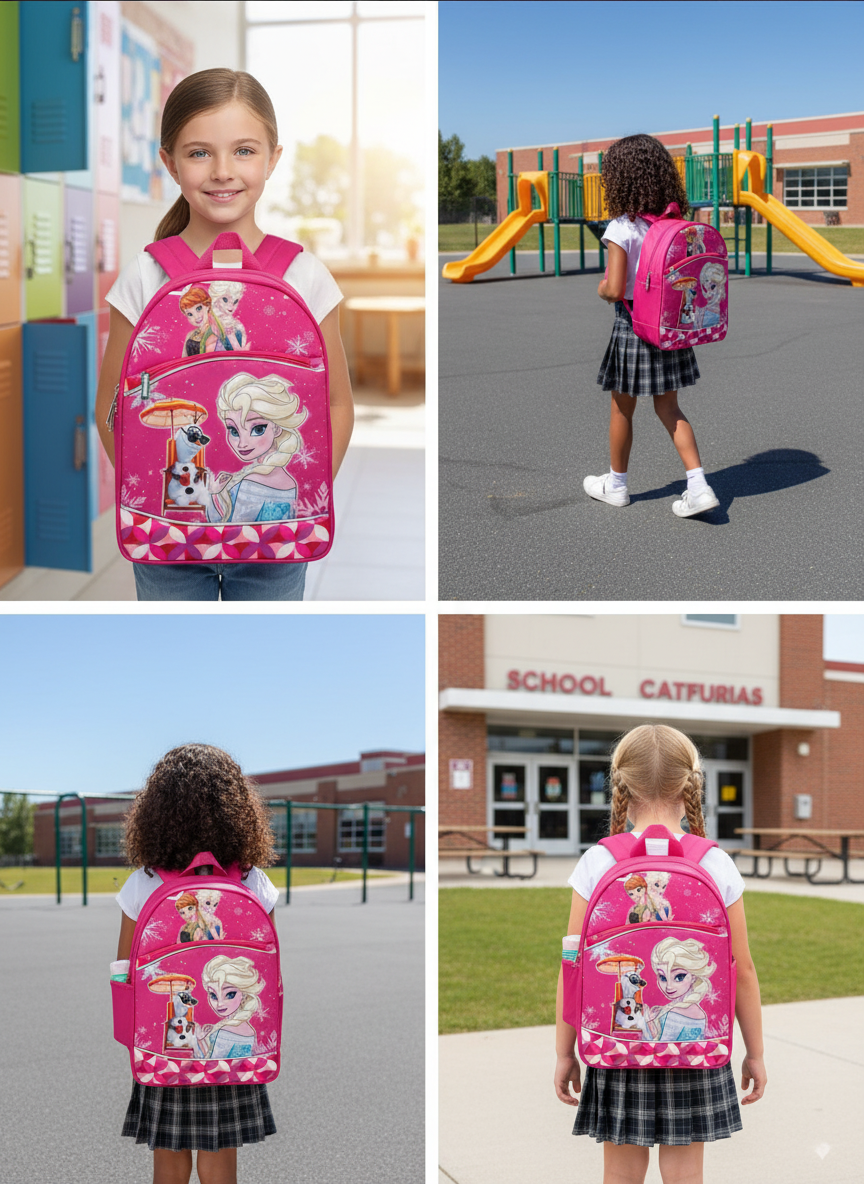 Girls School Bag Pink Frozen