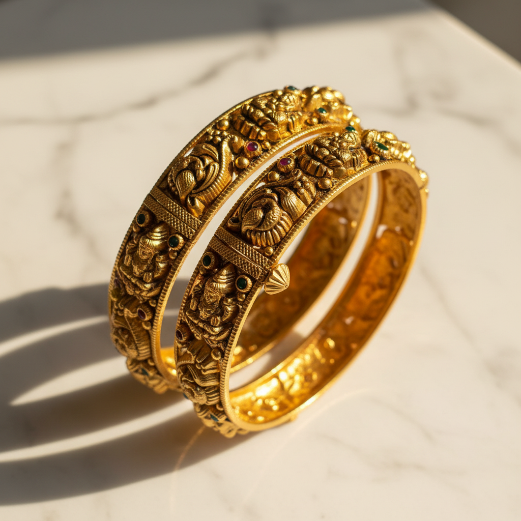 Gold Bangles - OM SILVER JEWELLERY view 2