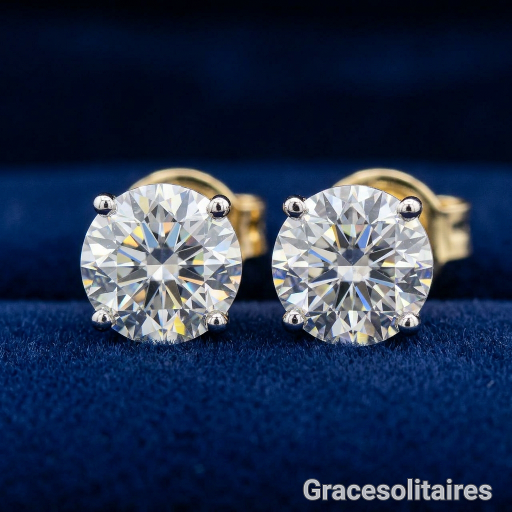 6.03 CARAT ROUND SOLITAIRE EARRINGS
