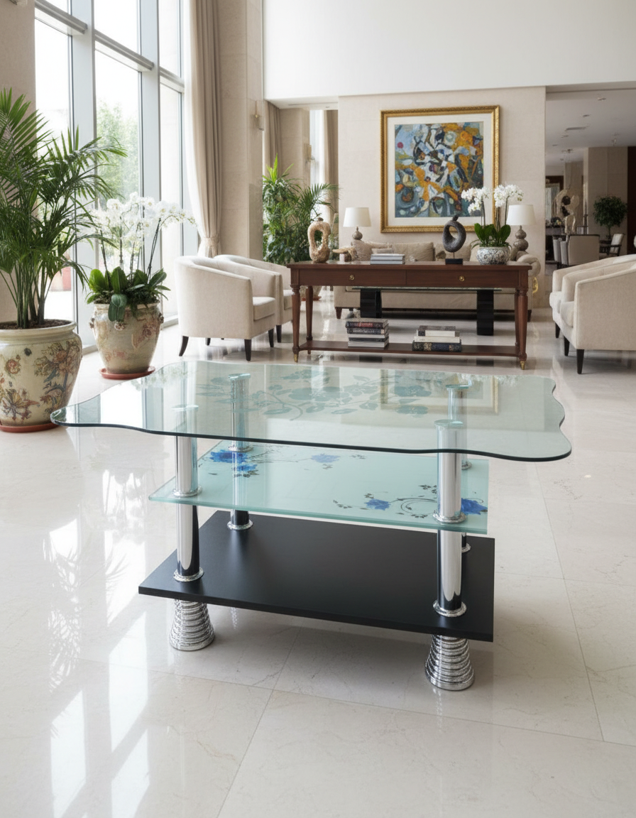 Floral Glass Coffee Table