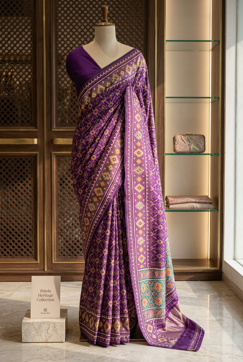 Patola Semi Silk Saree With Full Weaving view 3