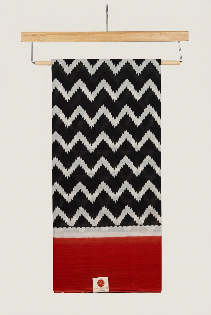 Pure Cotton- Vibrant Red & Black view 2