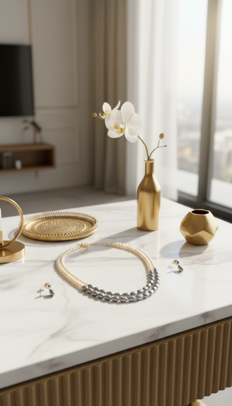 Elegant Dual Strand Pearl Necklace view 2