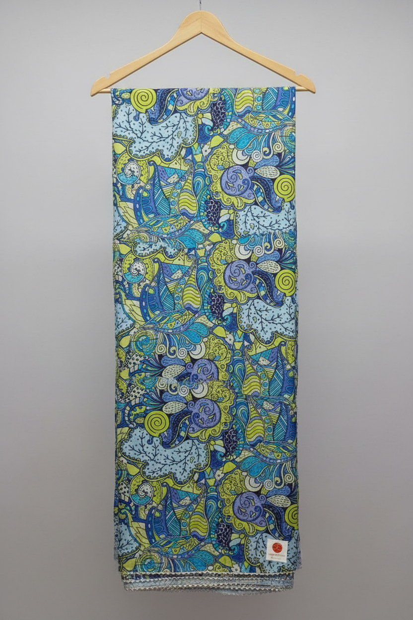 Abstract Print Satin Saree view 2