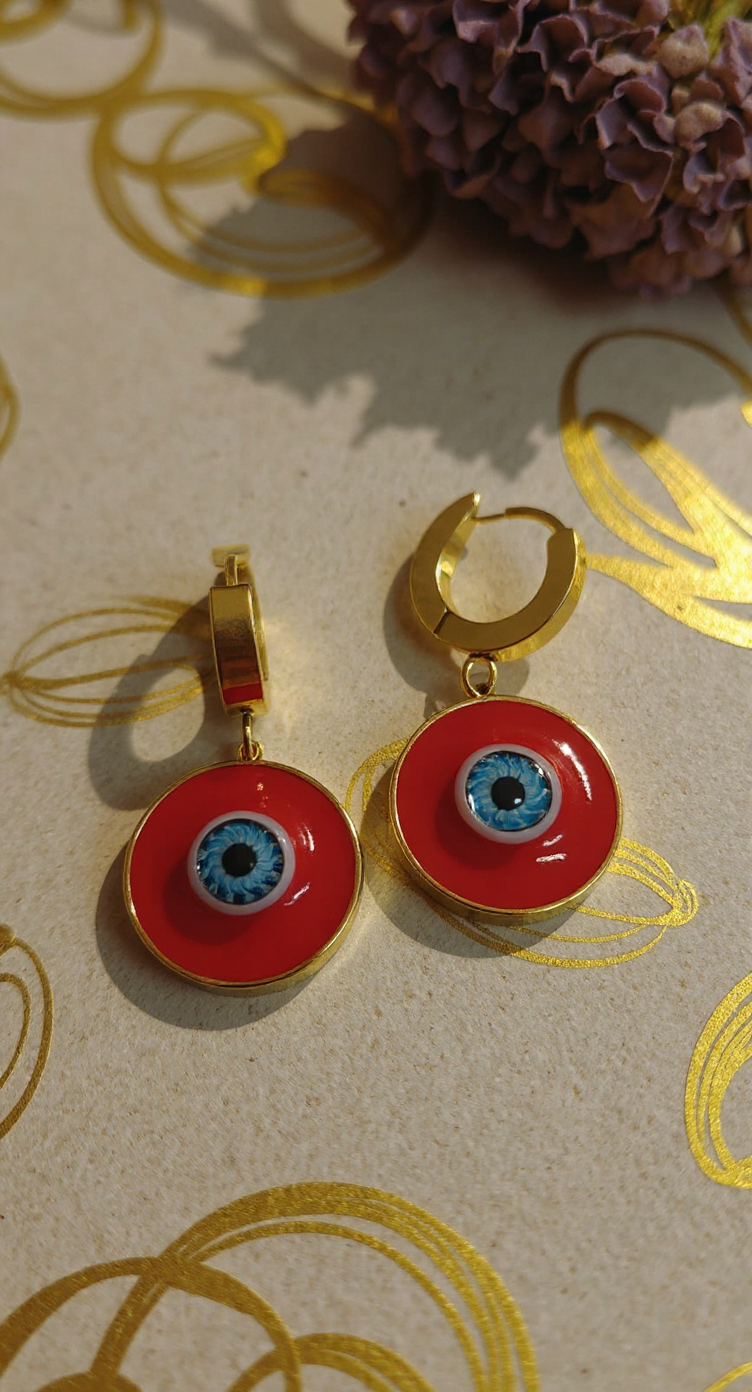 Stainless Steel Devil's Eye Earrings view 2