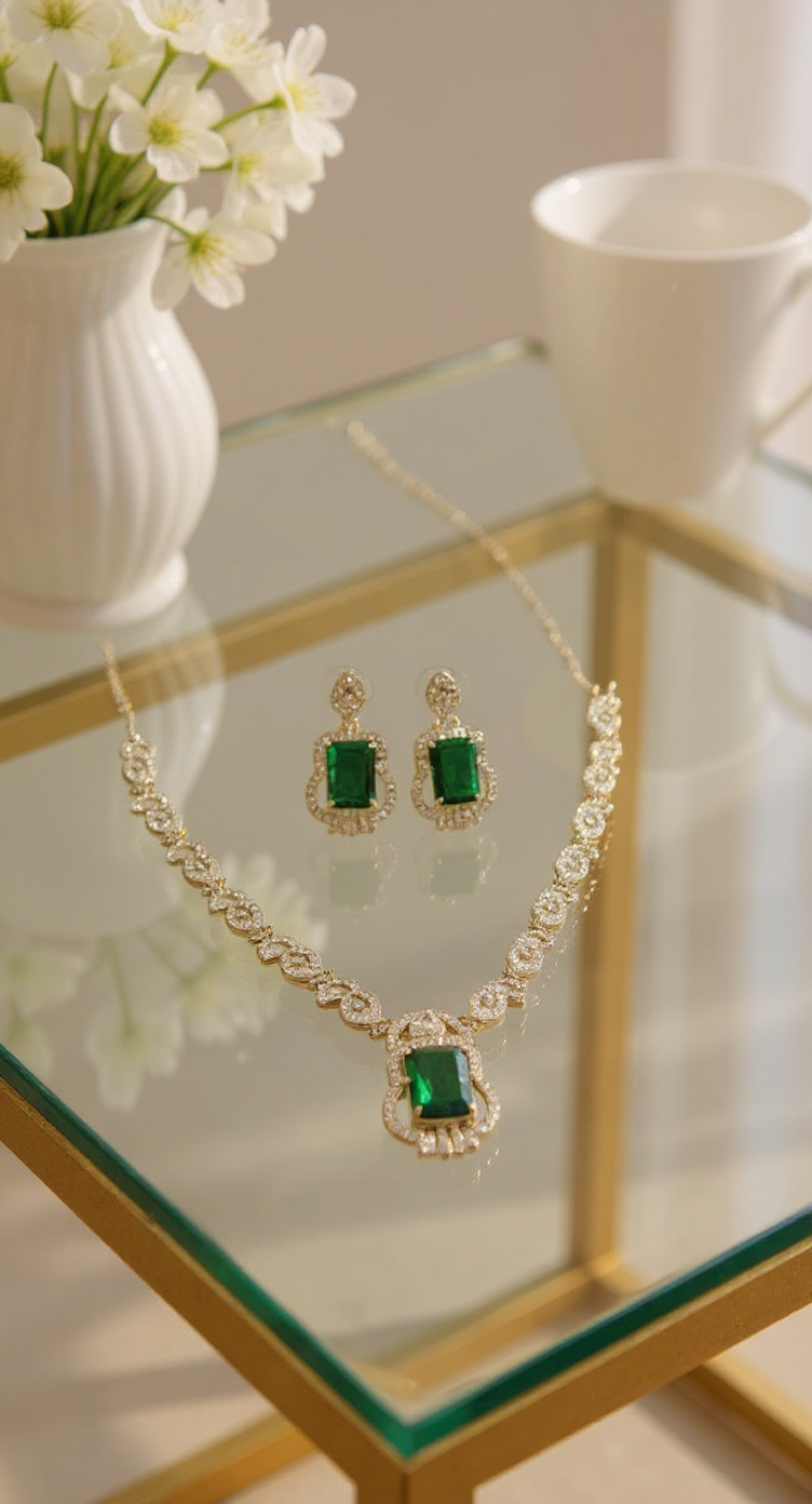 Emerald American Diamonds Necklace view 3