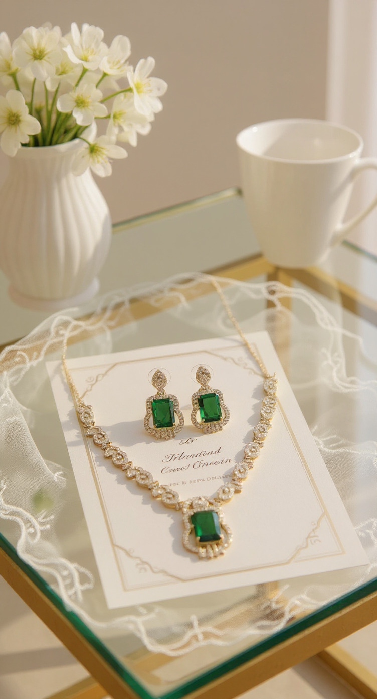 Emerald American Diamonds Necklace view 2