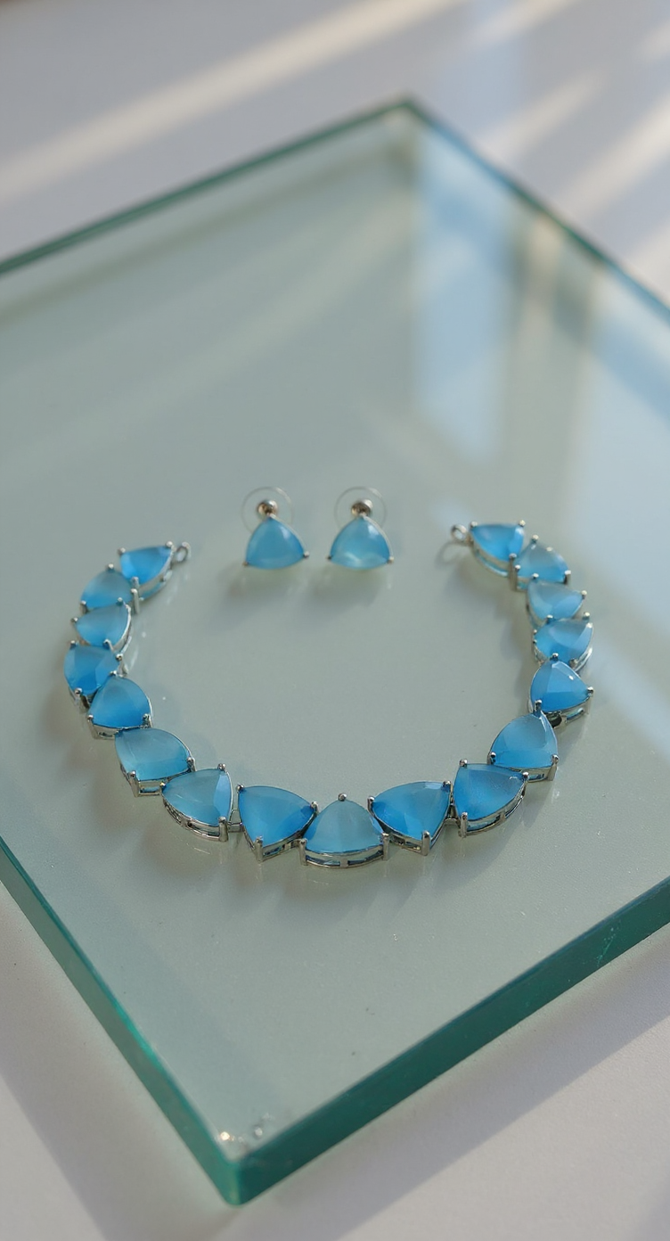 American Diamond Blue Crystal Set view 2