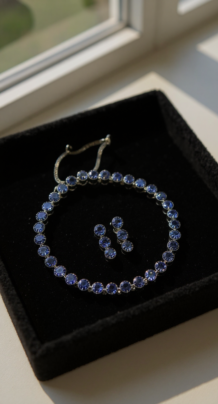 Neavy Blue American Diamond Set view 2