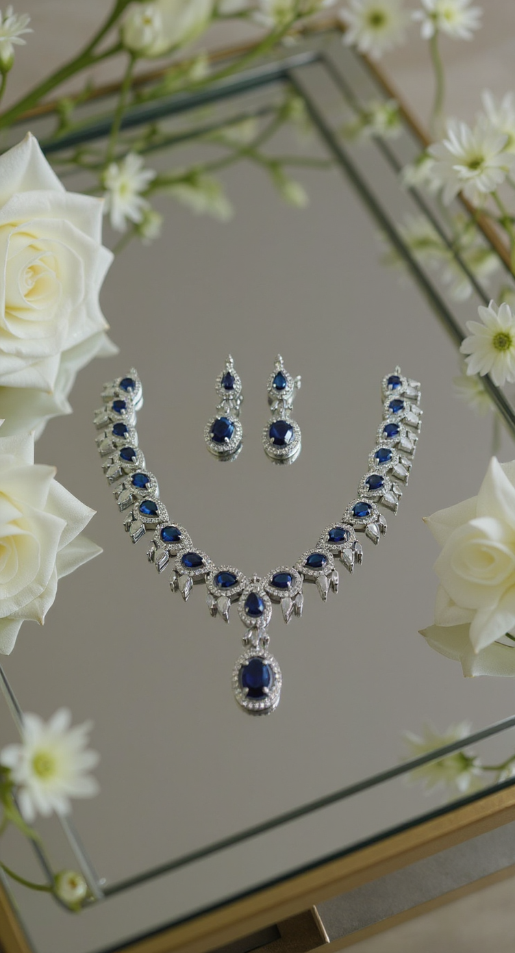 Glamorini American Diamond Necklace Set. view 2