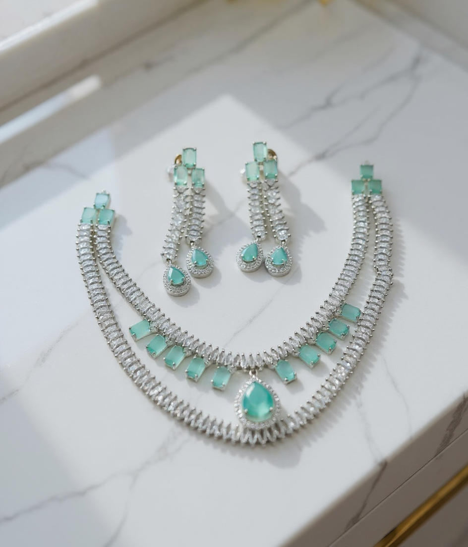 American Diamond Double Line Set view 2