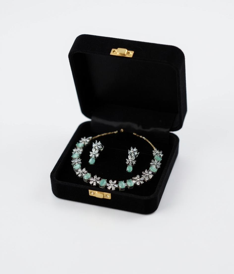 Mint Green American Diamond Set view 3