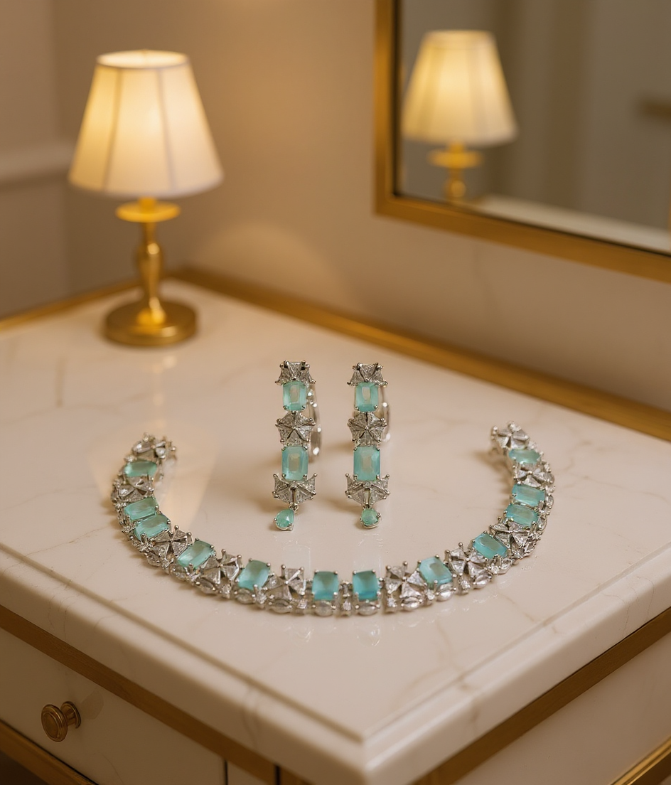 American Diamond Mint Green Set view 2