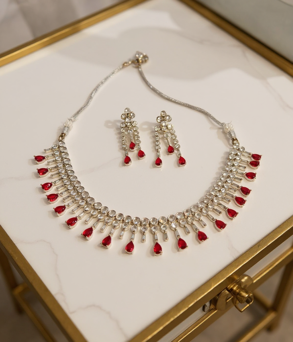 Red Ruby American Diamond Set1 view 2
