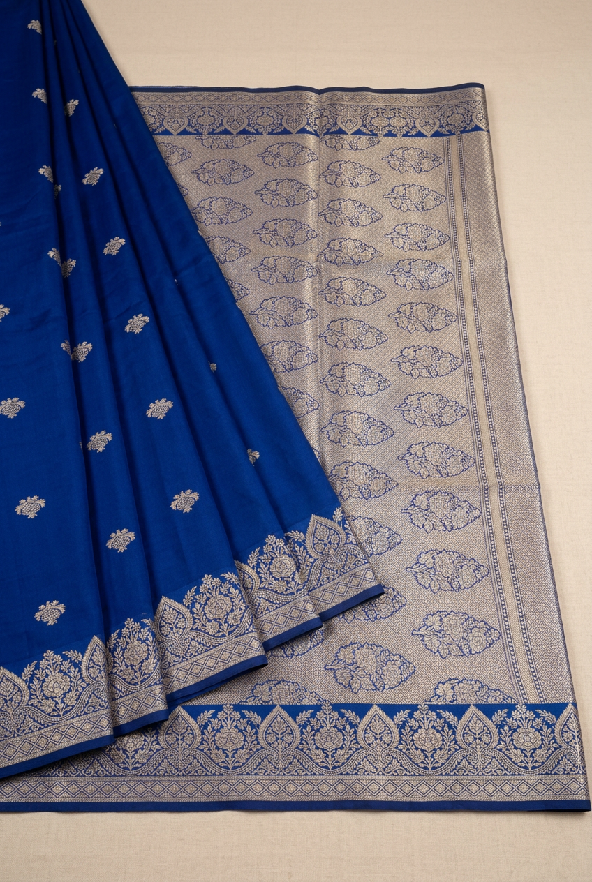 Royal Blue Silk Saree view 2