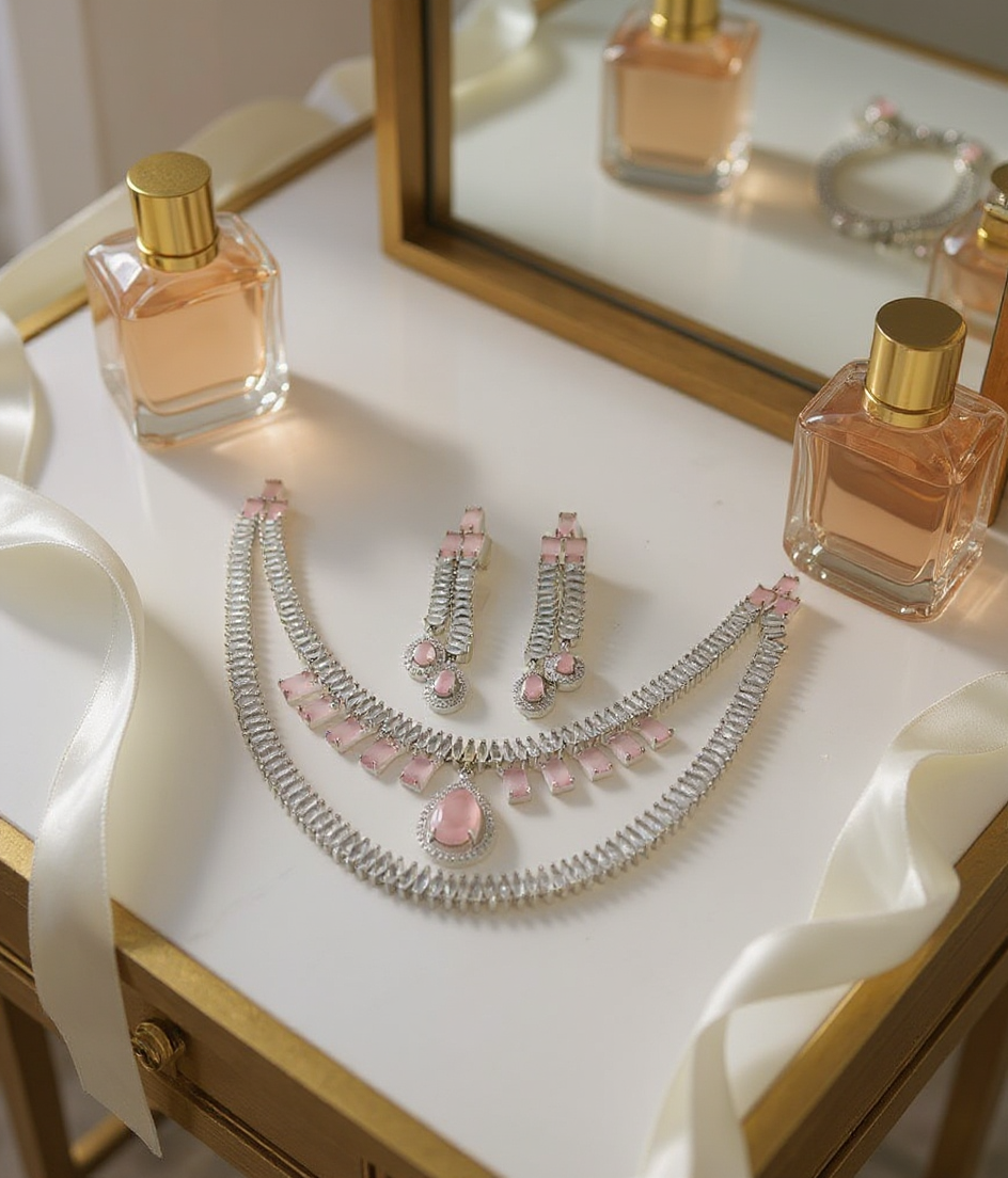 American Diamond Set Pink view 2