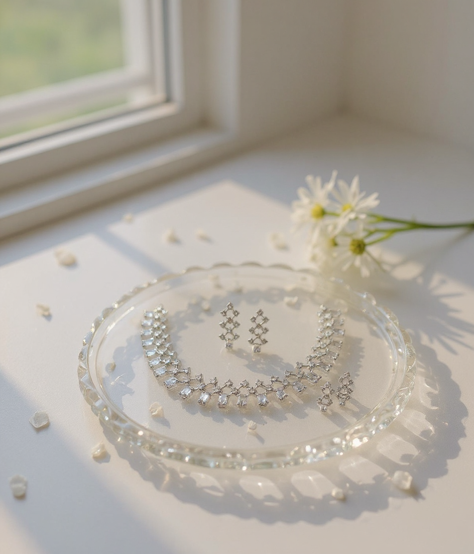 Silver American Diamond Set1 view 4