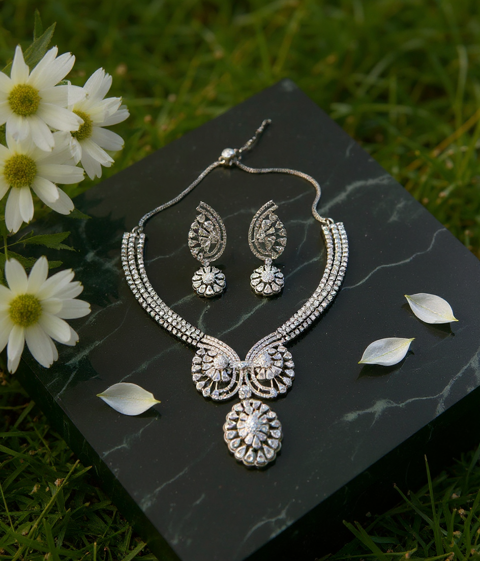 American Diamond Necklace Set2 view 2
