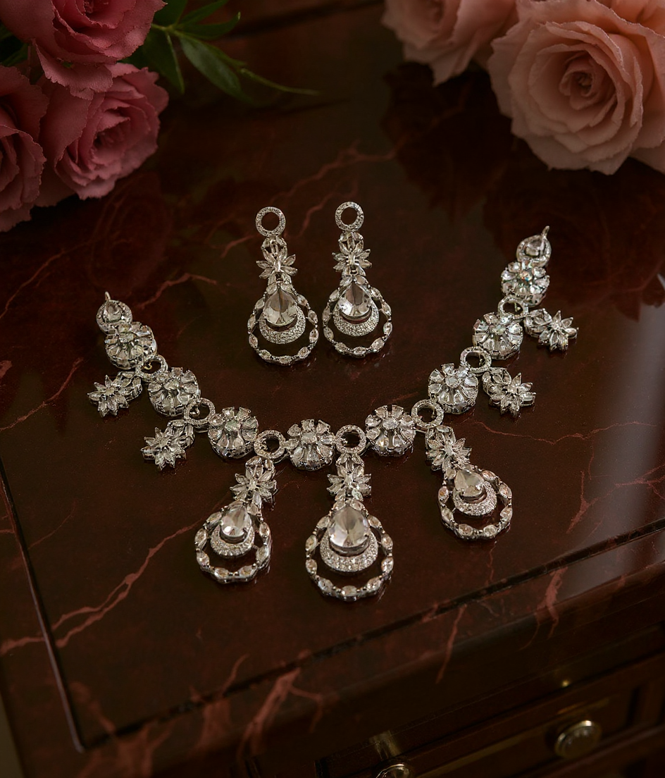 Sparkling Silver American Diamond. Set view 2