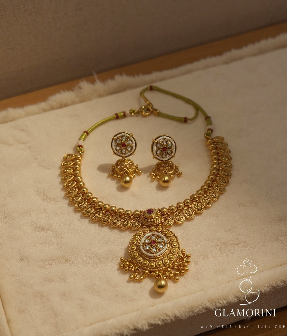 Traditional Golden Necklace Set view 2