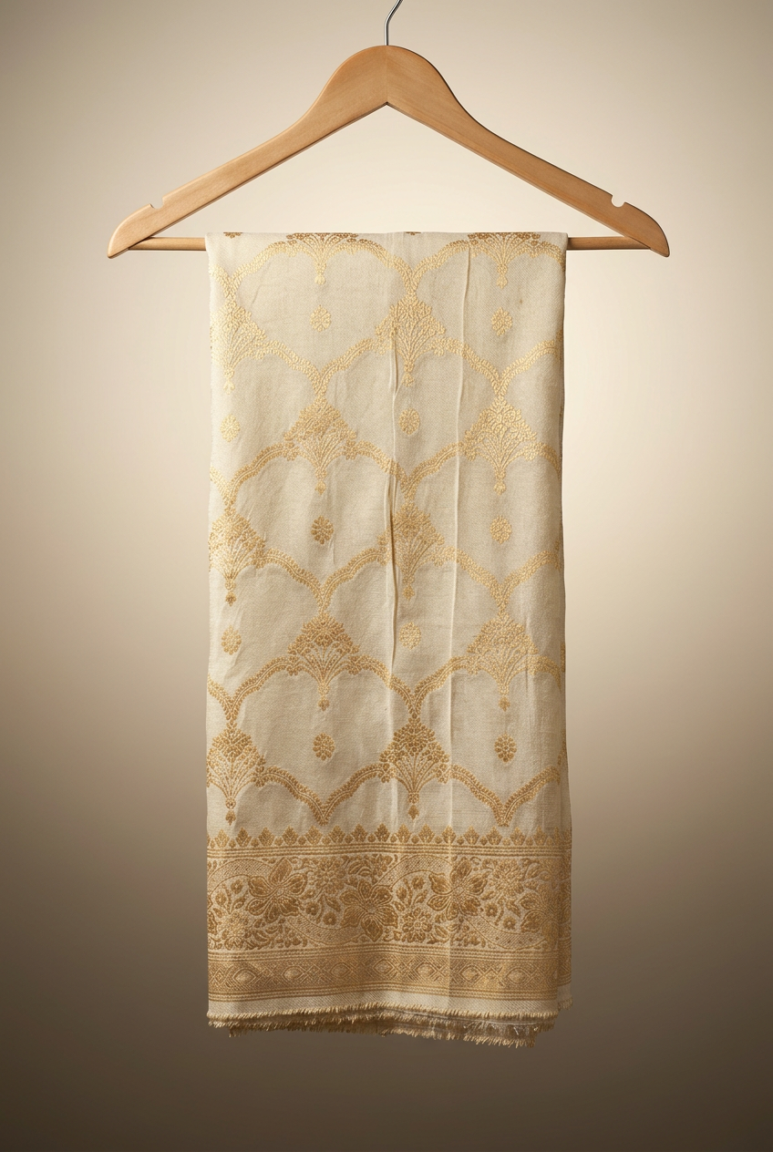 Banarsi Golden Dyeable Saree view 2