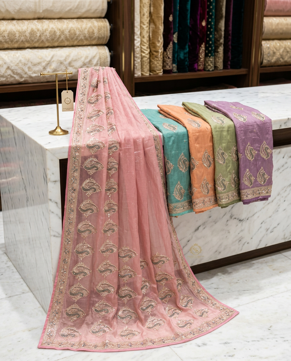 Twill Net Saree view 2