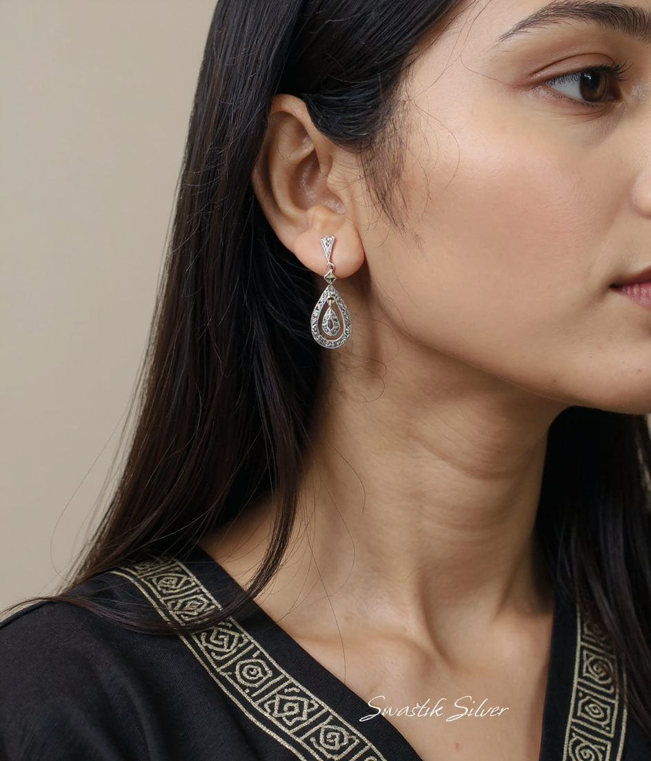 Marcasite Teardrop Earrings view 2
