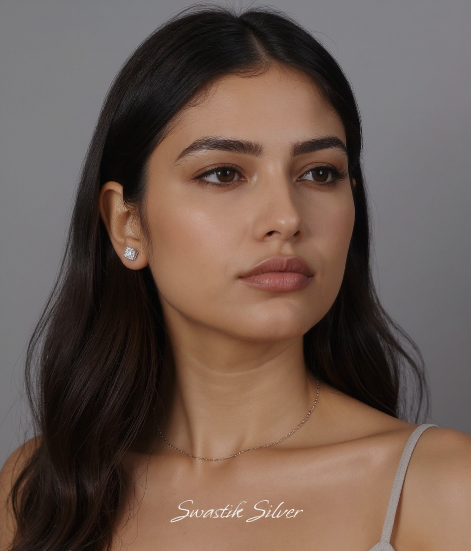 Square Stud Earrings view 2