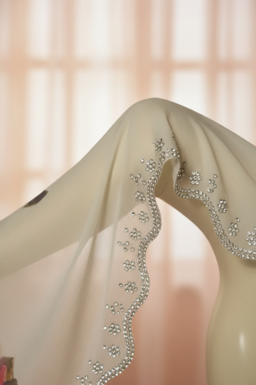 Floral Satin With Zarkan Work view 2